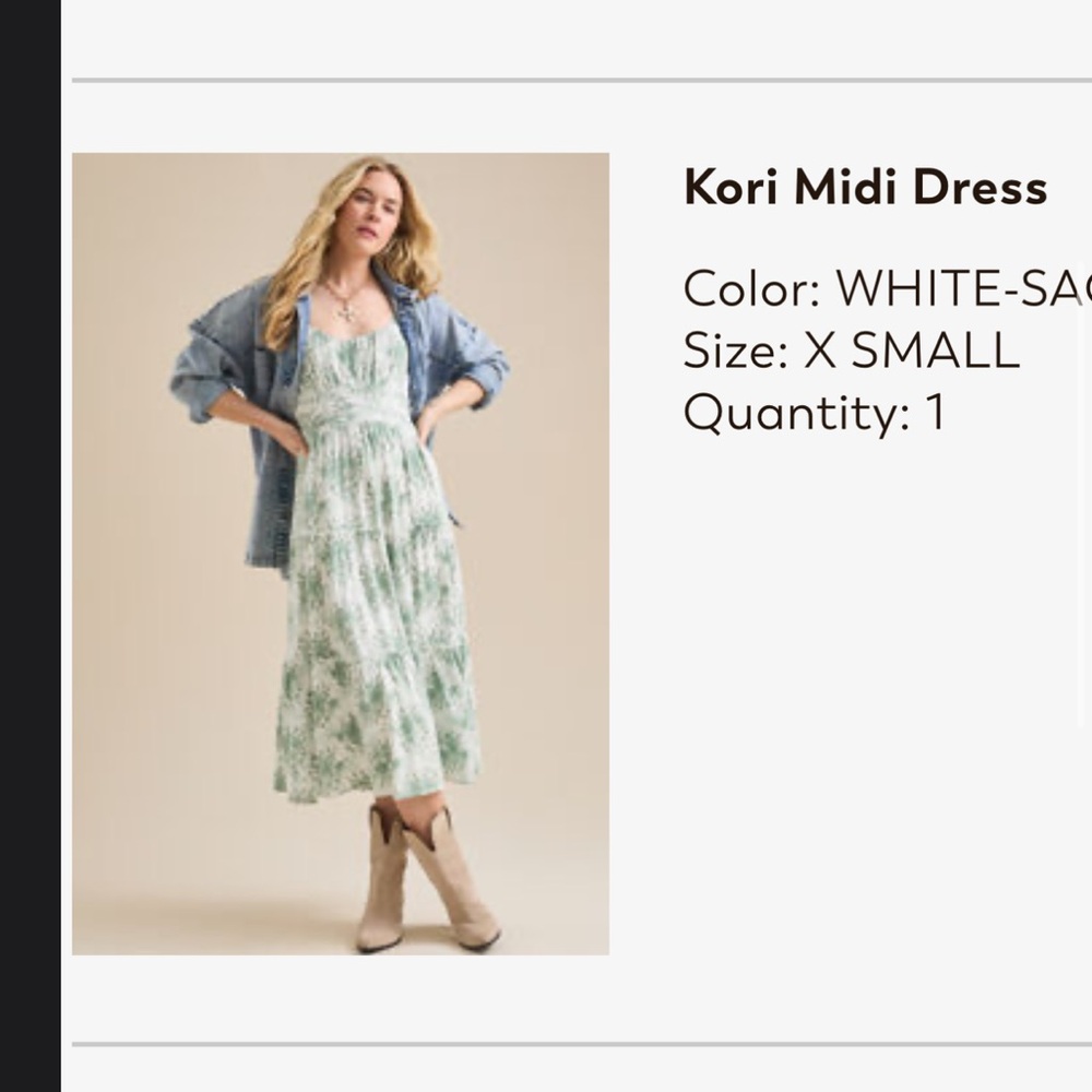 Altar'd State White and Green Midi Dress